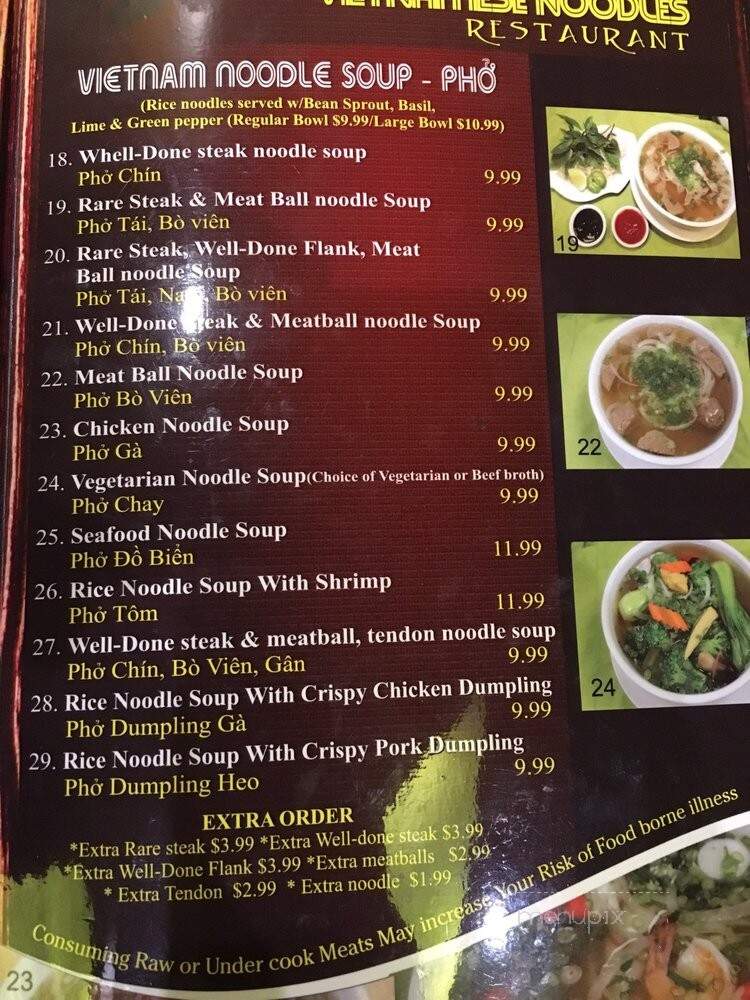 Vietnamese Noodles - Mequon, WI menu_pic
