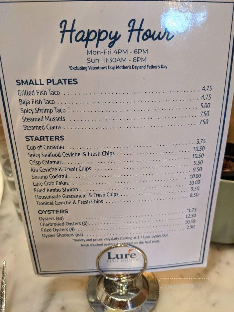 Lure Fish House - Westlake Village, CA menu_pic