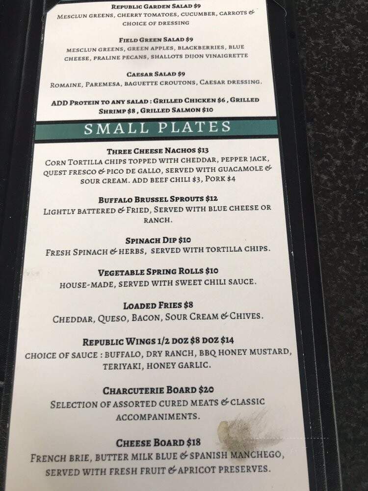 Republic Garden & Lounge - Charleston, SC menu_pic