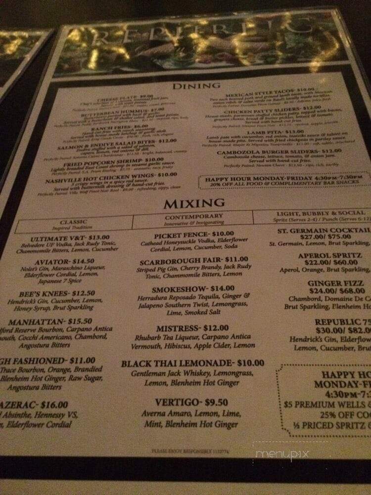 Republic Garden & Lounge - Charleston, SC menu_pic