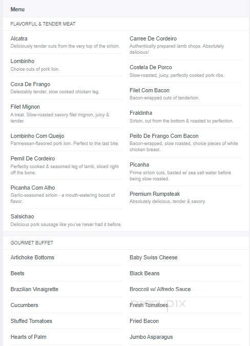 Espetus - Wilmington, NC menu_pic