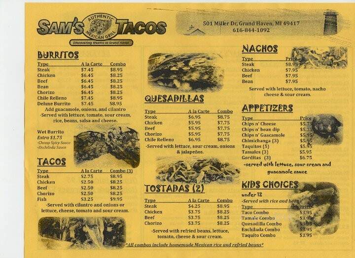 Sam's Tacos - Grand Haven, MI menu_pic