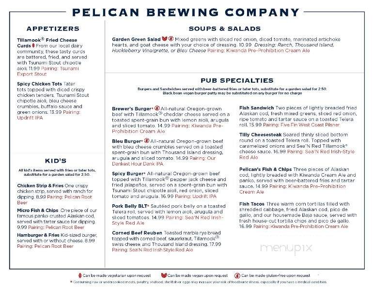 Pelican Brewery & Tap Room - Tillamook, OR menu_pic