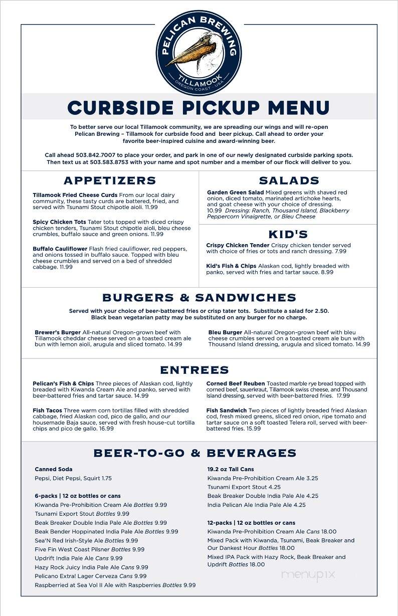 Pelican Brewery & Tap Room - Tillamook, OR menu_pic