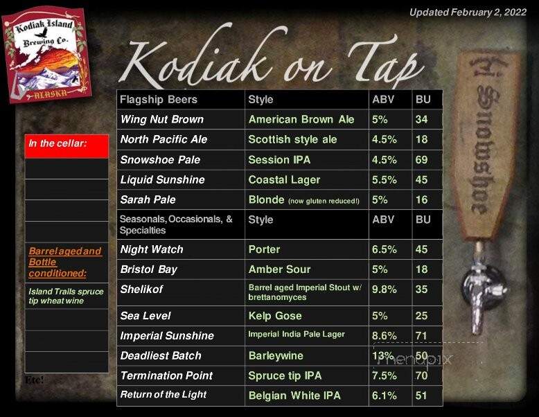Kodiak Island Brewing Company - Kodiak, AK menu_pic
