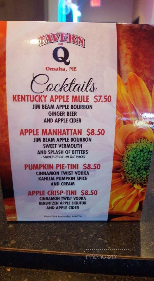 Tavern On Q - Omaha, NE menu_pic