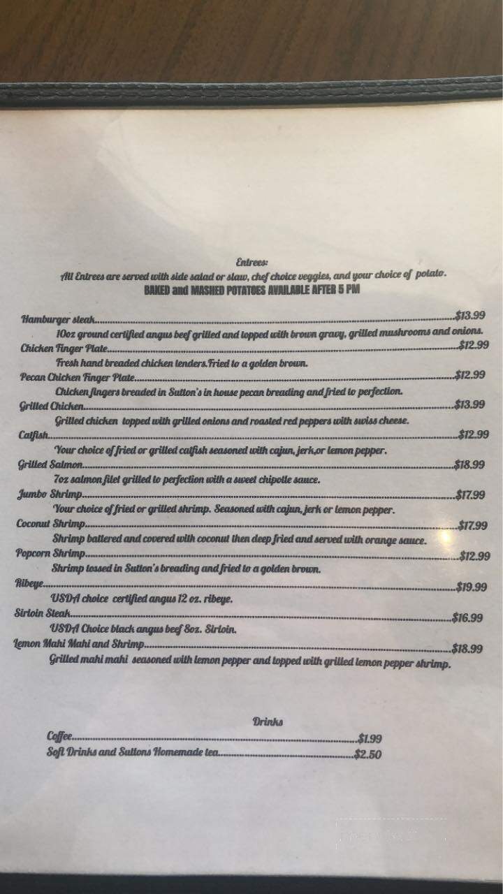 Suttons American Grill - Carrollton, GA menu_pic