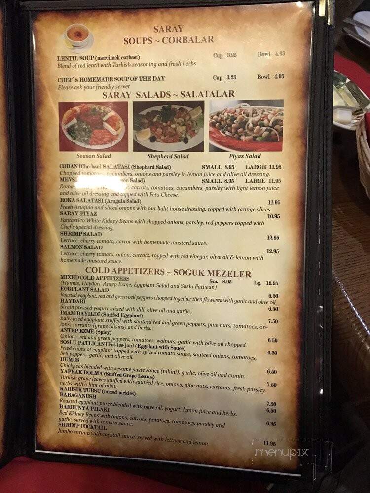 Saray Turkish Restaurant II - Springfield, MA menu_pic