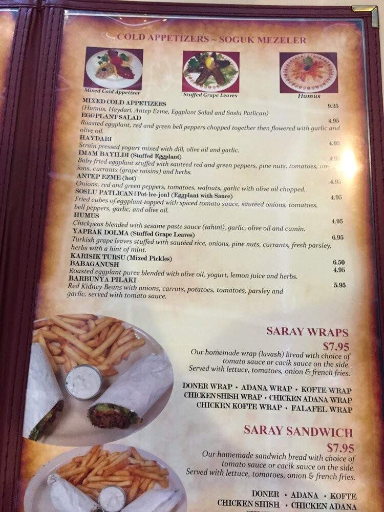 Saray Turkish Restaurant II - Springfield, MA menu_pic