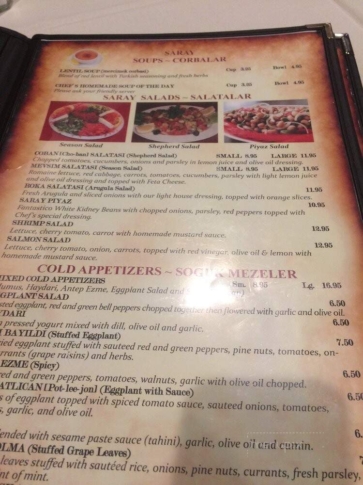 Saray Turkish Restaurant II - Springfield, MA menu_pic