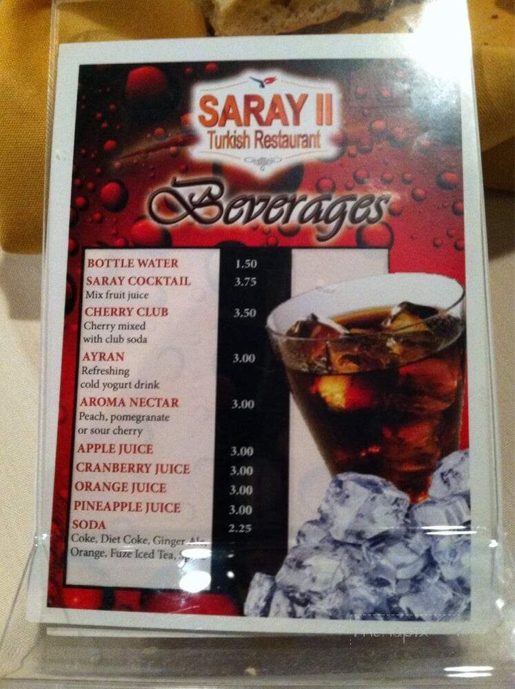 Saray Turkish Restaurant II - Springfield, MA menu_pic