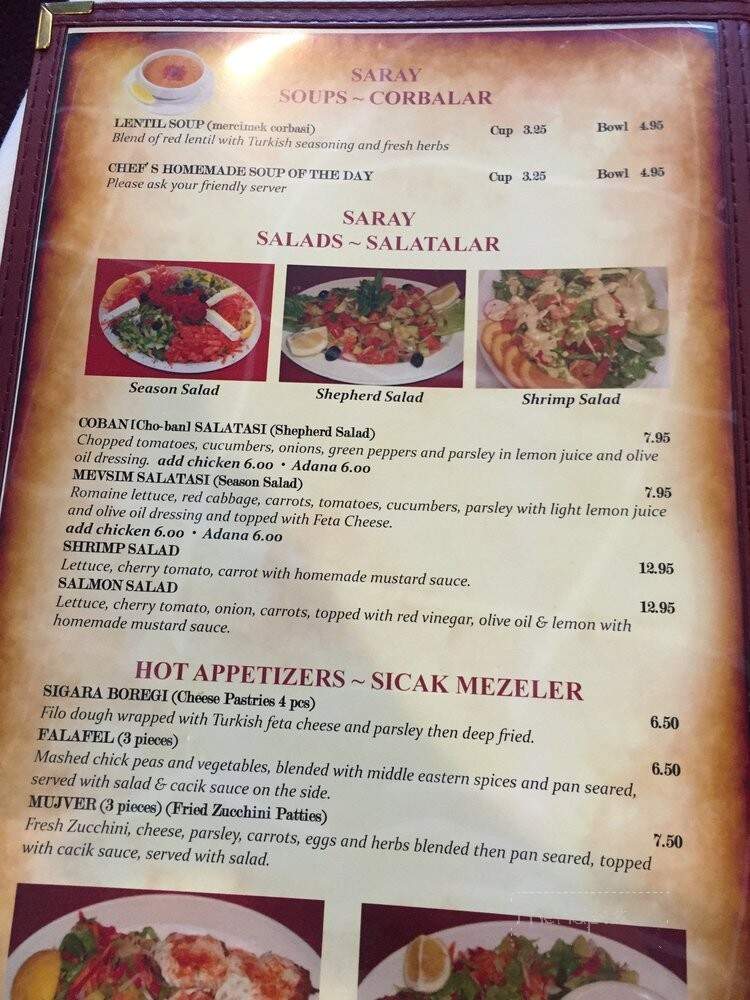 Saray Turkish Restaurant II - Springfield, MA menu_pic