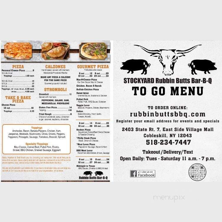 Rubbin Butts Bar-B-Q - Cobleskill, NY menu_pic