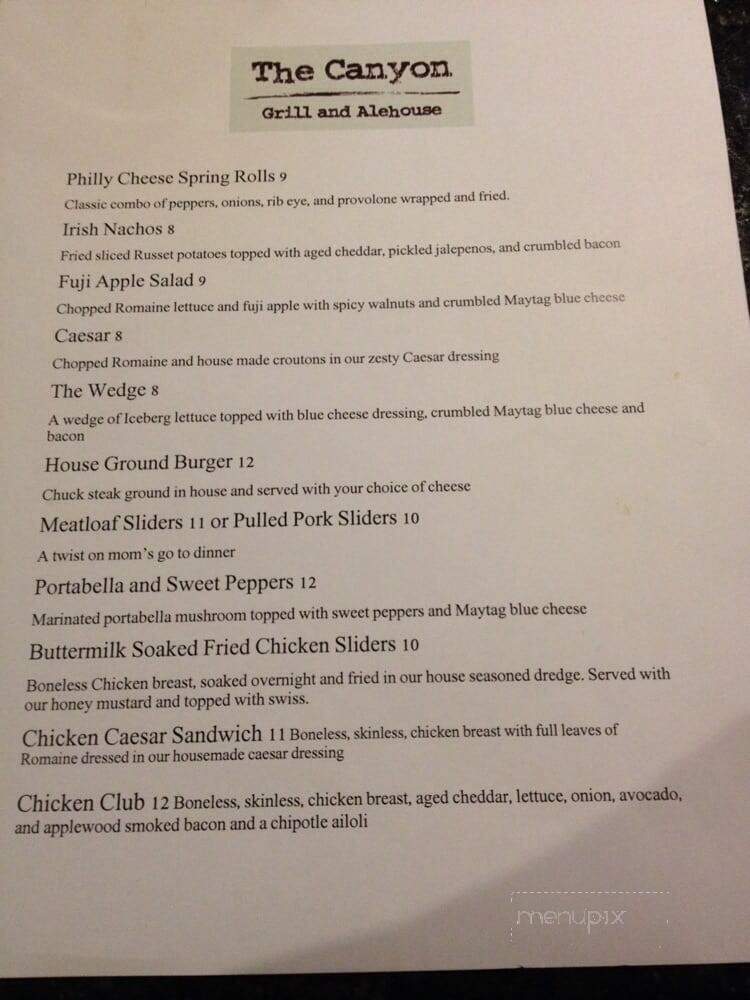 Canyon Grill and Alehouse - Folsom, CA menu_pic