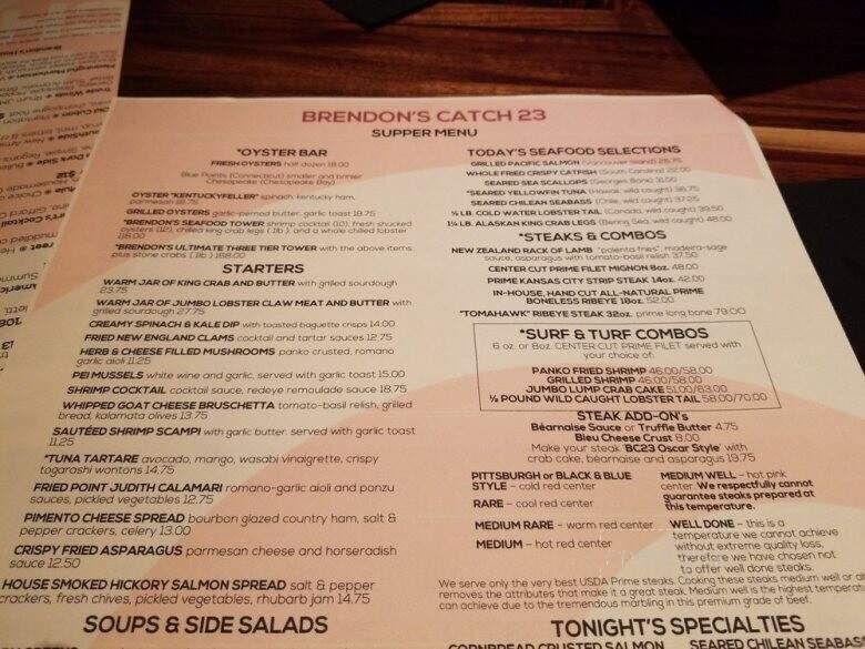 Brendon's Catch 23 - Louisville, KY menu_pic