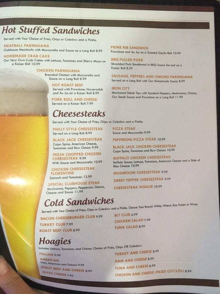 Clubhouse Bar & Grill - Newtown, PA menu_pic