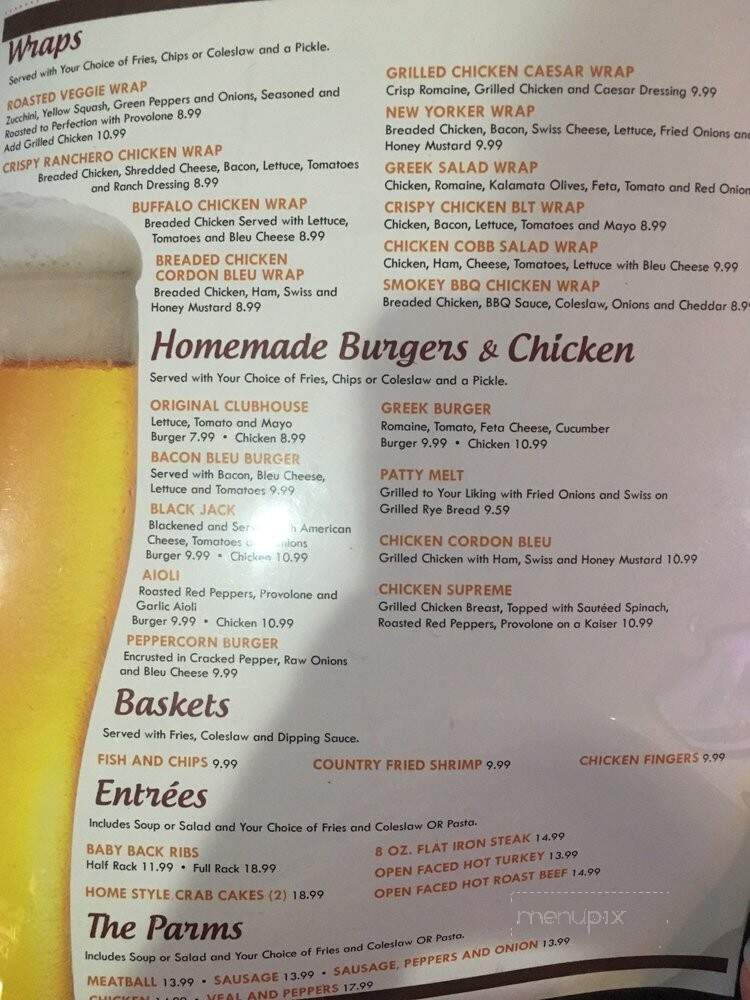 Clubhouse Bar & Grill - Newtown, PA menu_pic