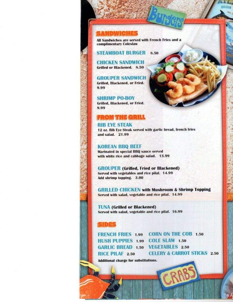Steamboat Bar & Grill - Santa Rosa Beach, FL menu_pic