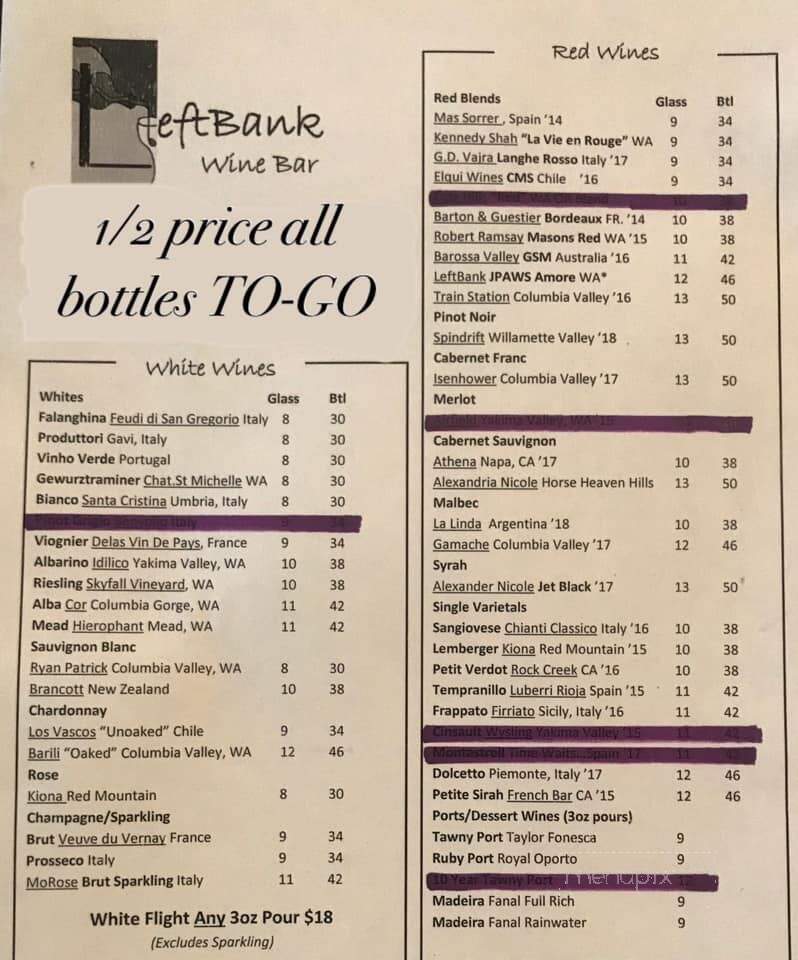 Left Bank - Spokane, WA menu_pic