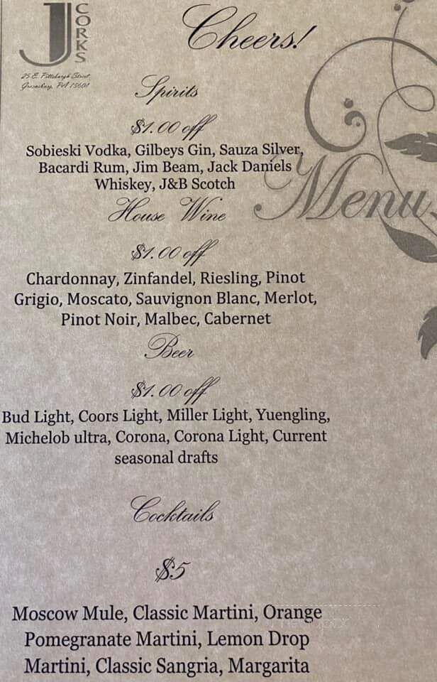 J. Corks - Greensburg, PA menu_pic