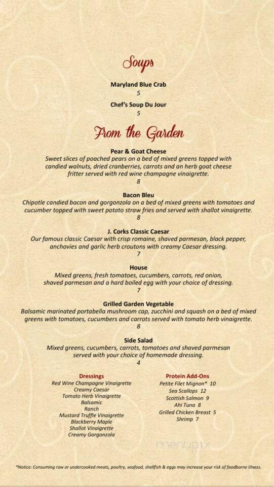 J. Corks - Greensburg, PA menu_pic