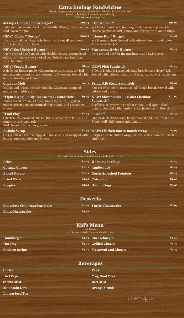 Jersey's Bar & Grill - Beloit, WI menu_pic