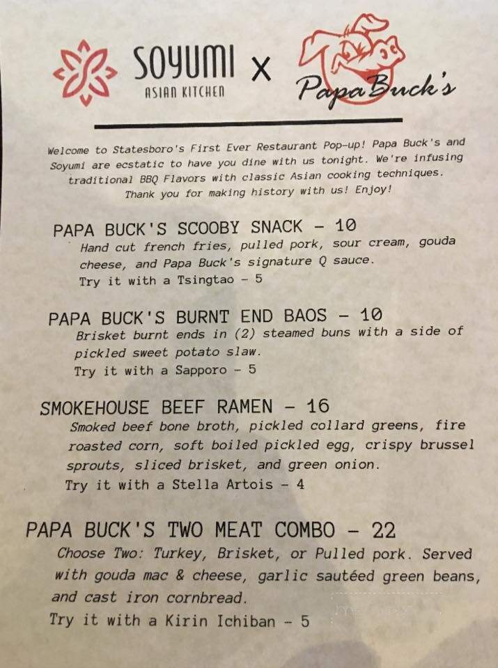 Papa Buck's BBQ - Metter, GA menu_pic
