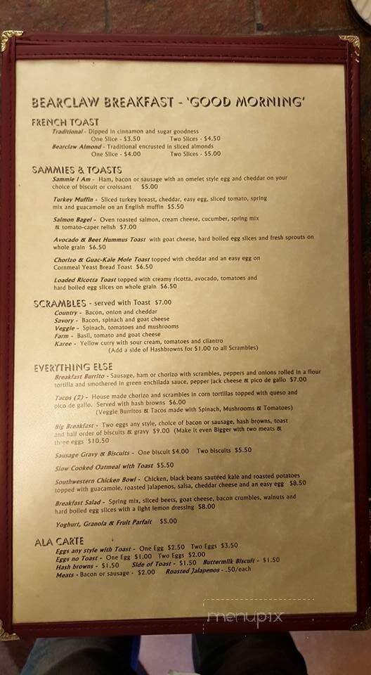 Bearclaw Bakery - Cooke City, MT menu_pic
