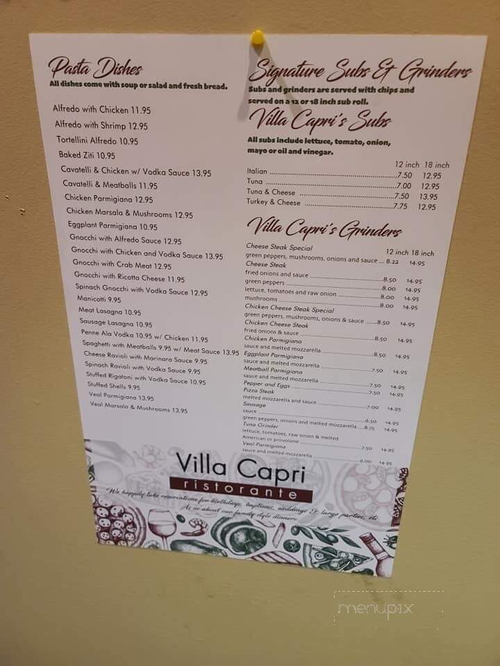 Villa Capri - Altoona, PA menu_pic