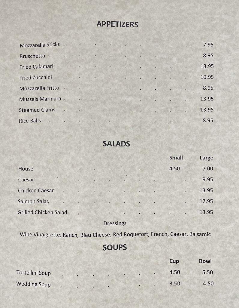 Villa Capri - Altoona, PA menu_pic