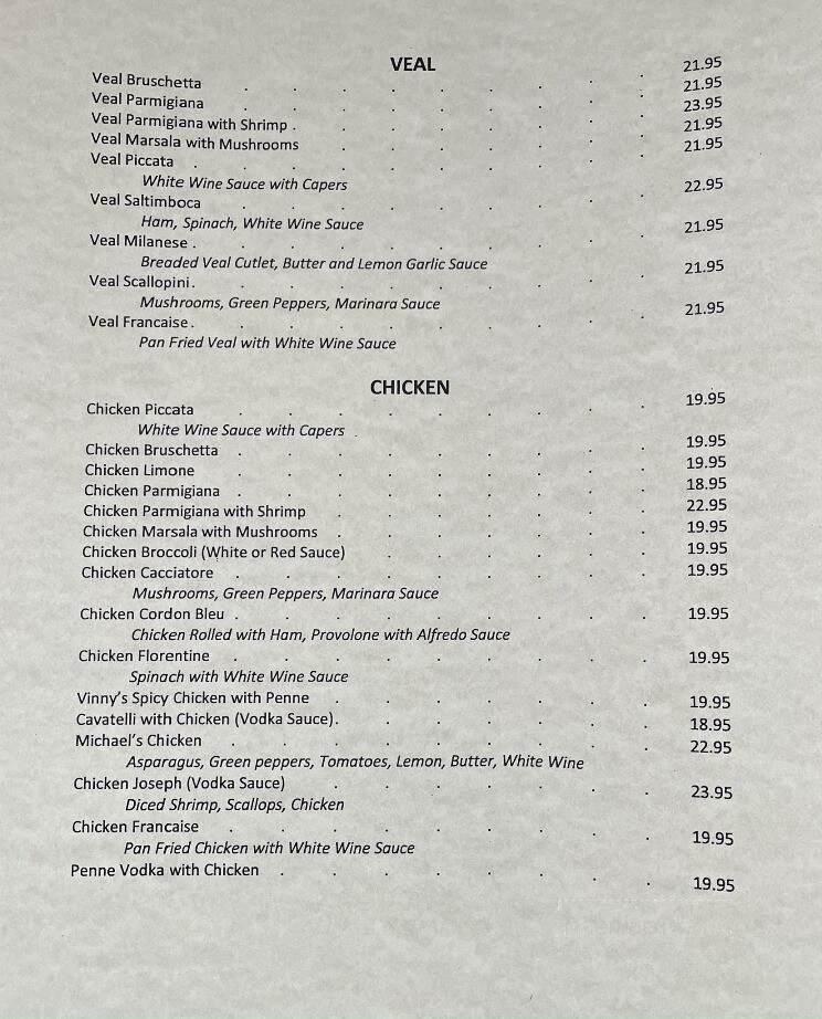 Villa Capri - Altoona, PA menu_pic