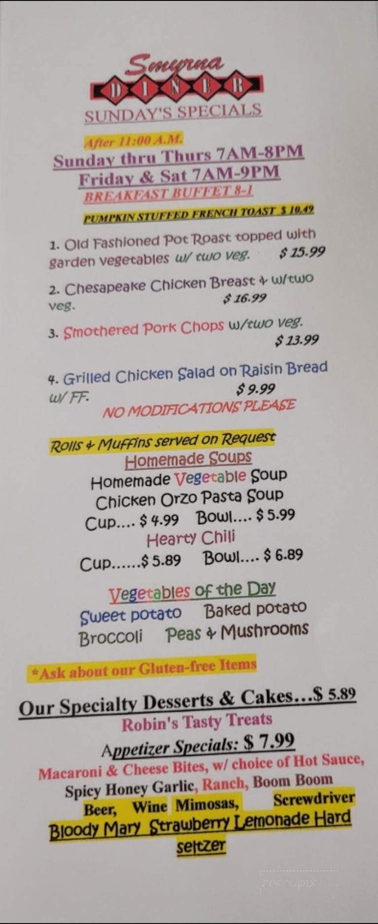 Smyrna Diner - Smyrna, DE menu_pic