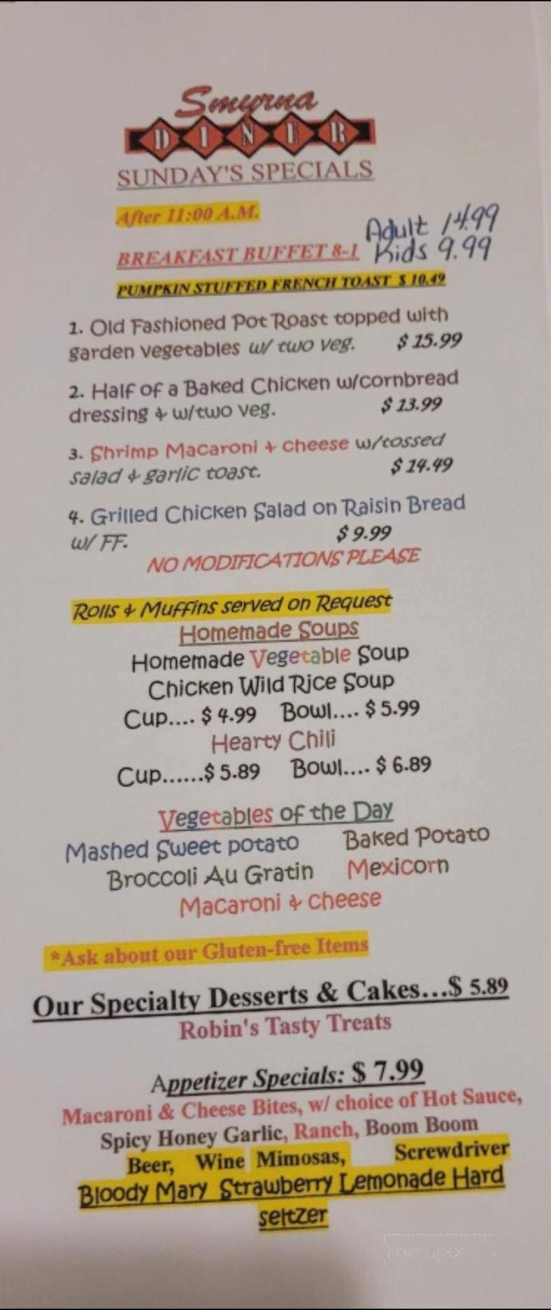 Smyrna Diner - Smyrna, DE menu_pic