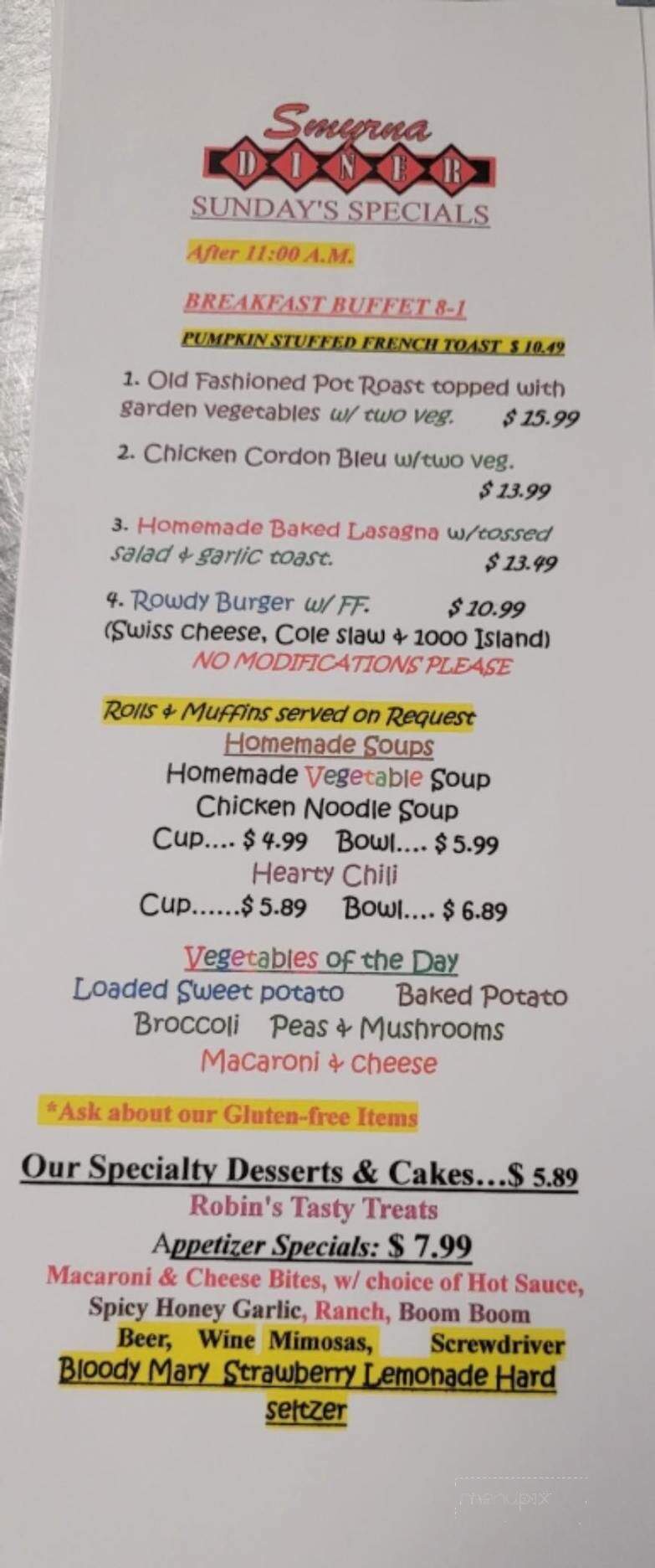 Smyrna Diner - Smyrna, DE menu_pic
