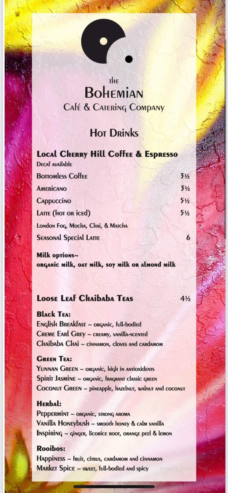 The Bohemian Cafe & Catering Co - Kelowna, BC menu_pic
