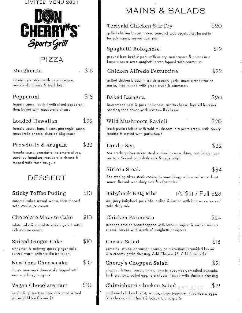 Hudson Bay Lodge - Smithers, BC menu_pic