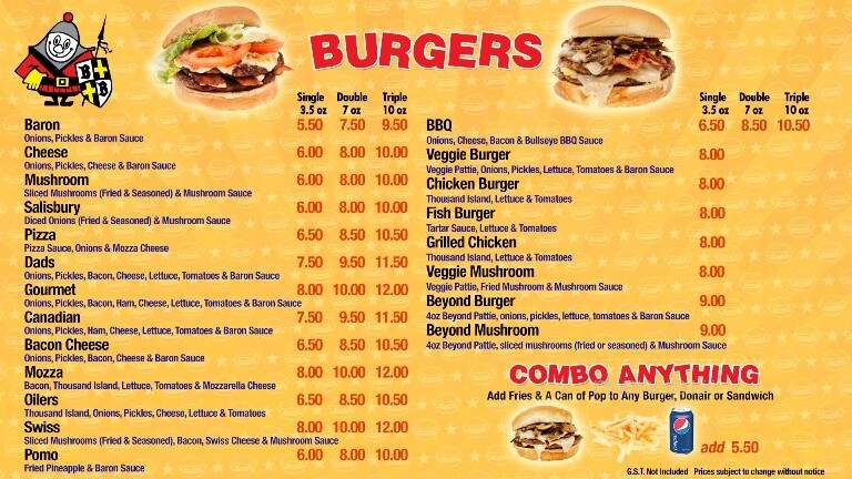 Burger Baron - Edmonton, AB menu_pic