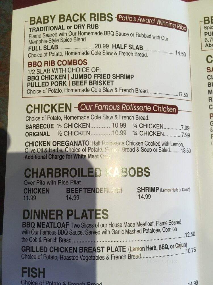 Patio Restaurant-Bolingbrook - Bolingbrook, IL menu_pic
