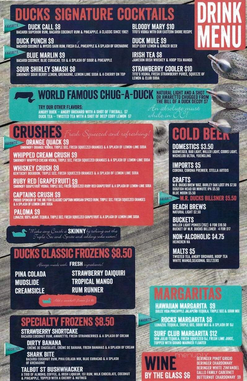 M R Ducks Bar & Grille - Ocean City, MD menu_pic