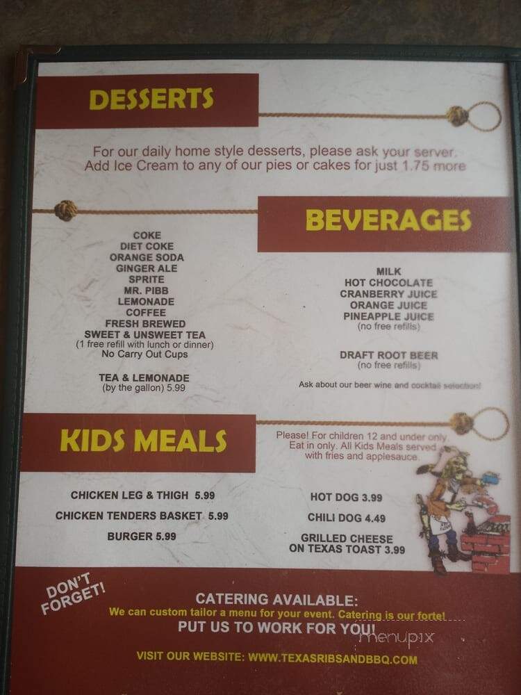 Texas Ribs & BBQ - Clinton, MD menu_pic