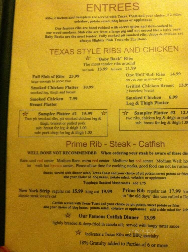 Texas Ribs & BBQ - Clinton, MD menu_pic