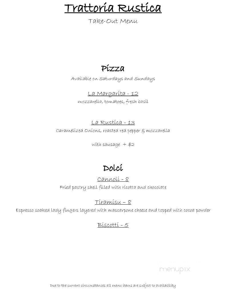 Trattoria Rustica - Pittsfield, MA menu_pic