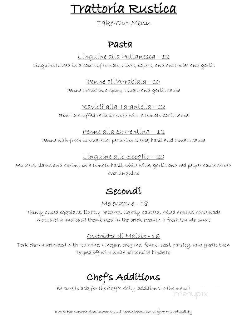 Trattoria Rustica - Pittsfield, MA menu_pic