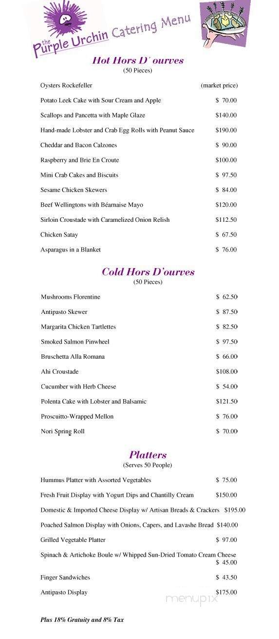 Purple Urchin Restaurant - Hampton, NH menu_pic