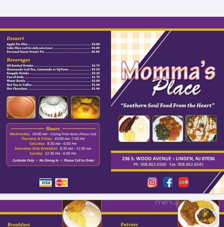 Momma's Place - Linden, NJ menu_pic