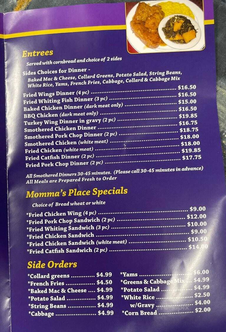 Momma's Place - Linden, NJ menu_pic
