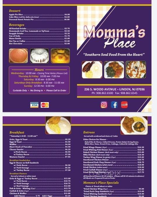 Momma's Place - Linden, NJ menu_pic