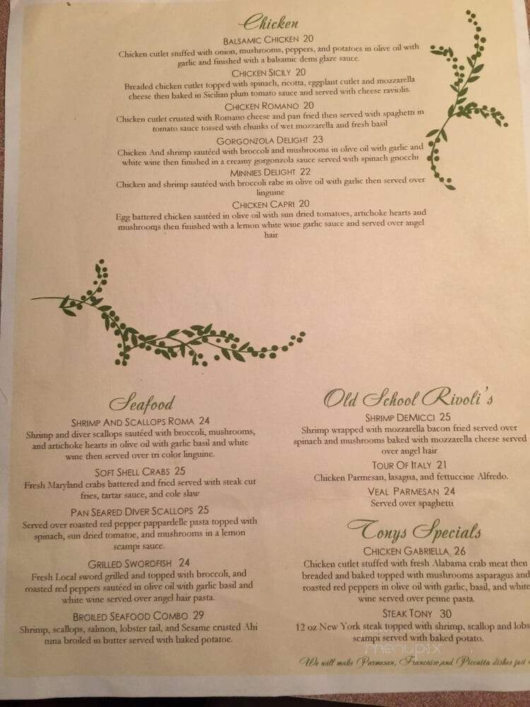 Rivoli's Seafood & Italian - Toms River, NJ menu_pic