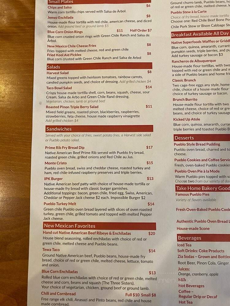 Pueblo Harvest Cafe - Albuquerque, NM menu_pic