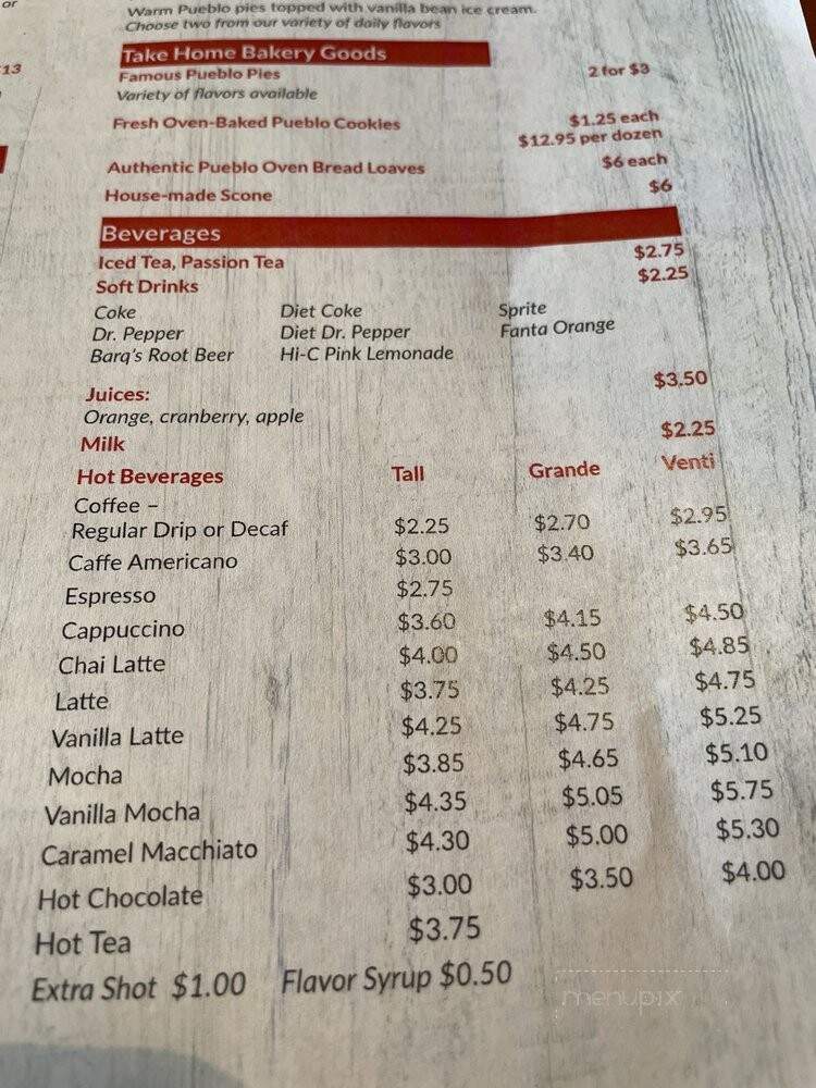 Pueblo Harvest Cafe - Albuquerque, NM menu_pic